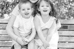 Little boy and little girl with mom and dad at the Bedford Villa