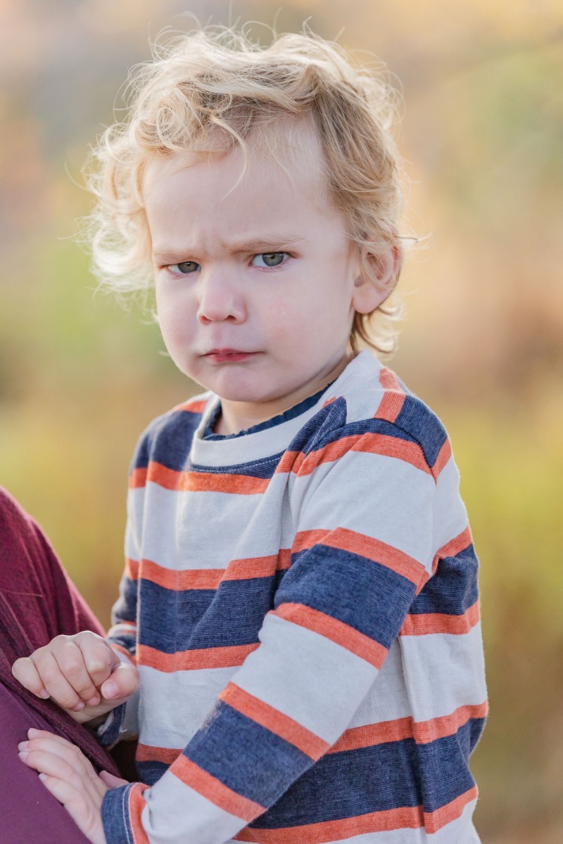 Mom , Dad and toddler son enjoy the scenery on a crisp fall monr