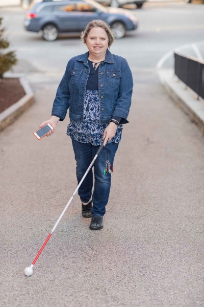 NH adaptive living.  Visiually impaired woman demonstrates life skills and tools learned from the Hadley institute for the Blind and Visually Impaired at home in Exeter, NH