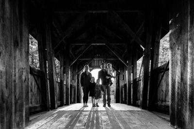 Family of 5 at Wason Pond in Chester, NH for Fall Family Photo F