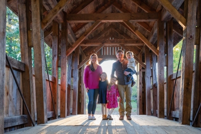 Family of 5 at Wason Pond in Chester, NH for Fall Family Photo F