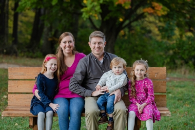 Family of 5 at Wason Pond in Chester, NH for Fall Family Photo F