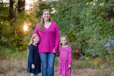 Family of 5 at Wason Pond in Chester, NH for Fall Family Photo F