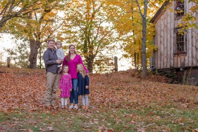 Family of 5 at Wason Pond in Chester, NH for Fall Family Photo F