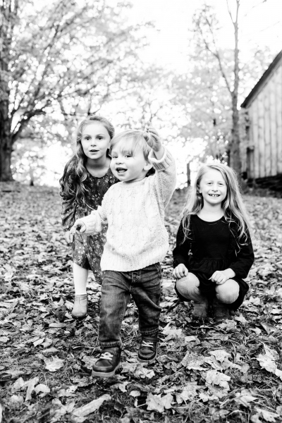 Family of 5 at Wason Pond in Chester, NH for Fall Family Photo F