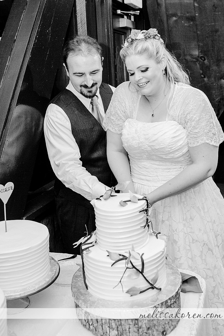 Pat's Peak Rustic Fall Wedding Melissa Koren Photography cake cutting jacques