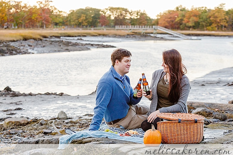 Odiorne Point Sunset Picnic Engagement Shoot