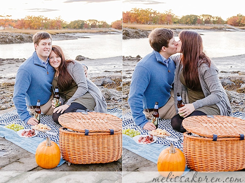 Odiorne Point Sunset Picnic Engagement Shoot