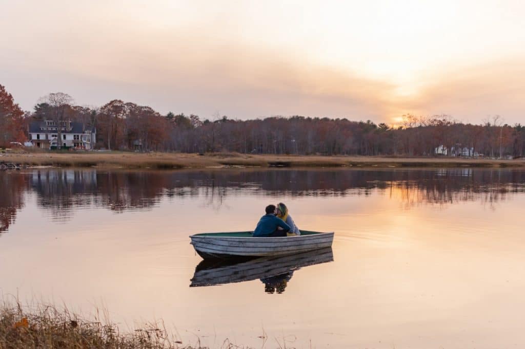 Odiorne Point Sunset engagement photograph in Rye, NH