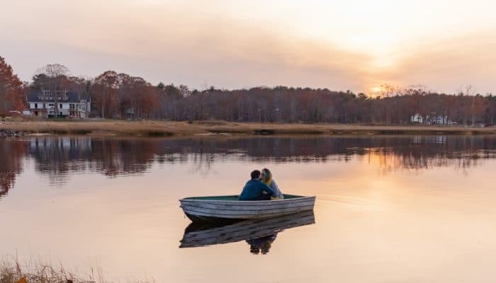 Odiorne Point Sunset engagement photograph in Rye, NH