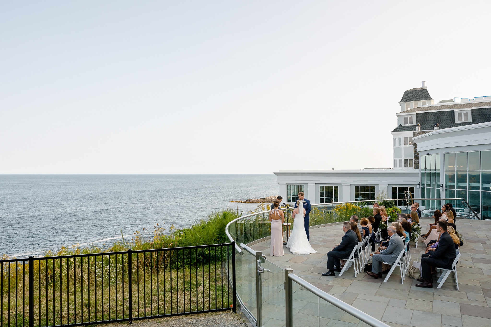 Intimate outdoor wedding ceremony at the Cliff House
