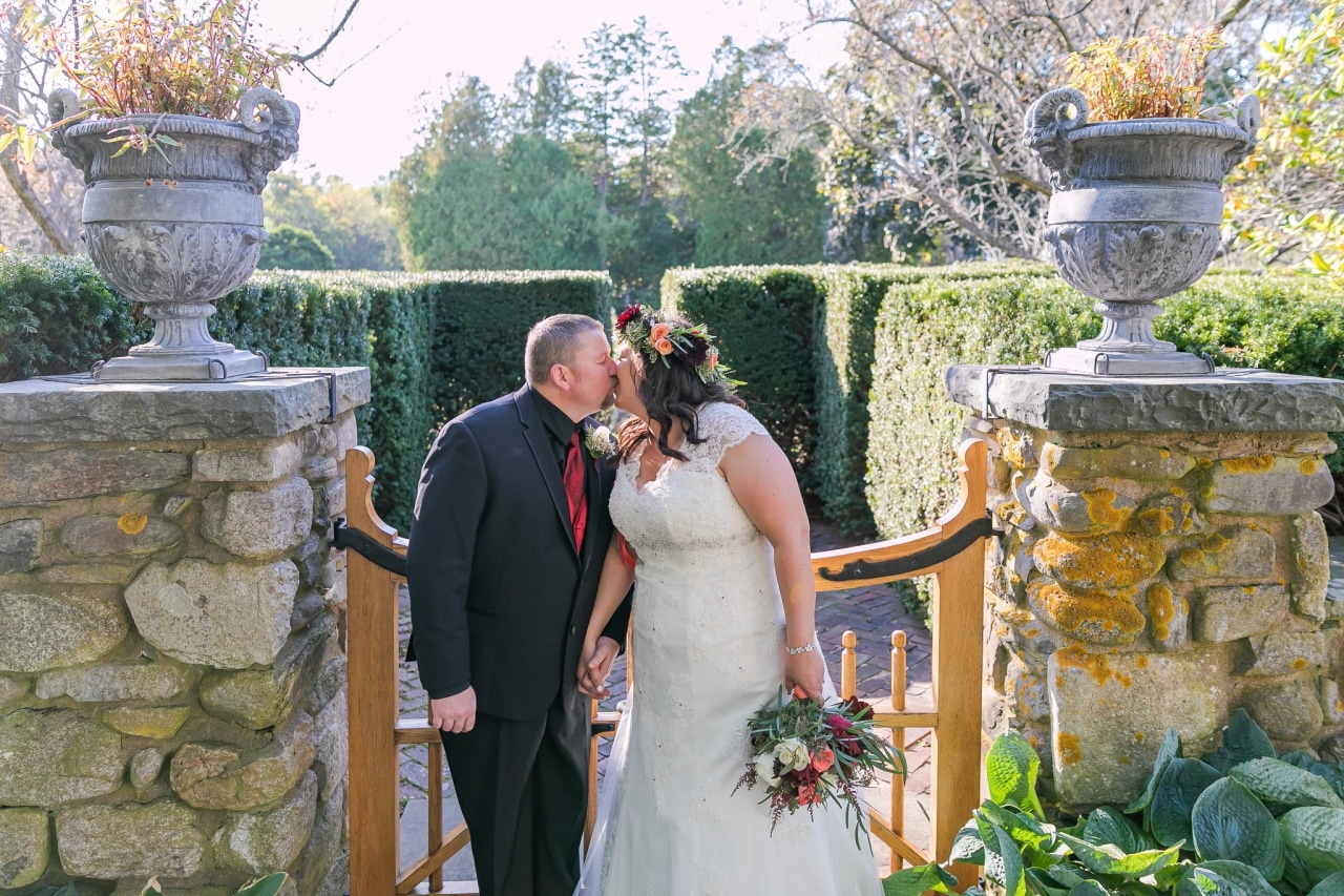 Couple at Fuller Gardens small wedding venue