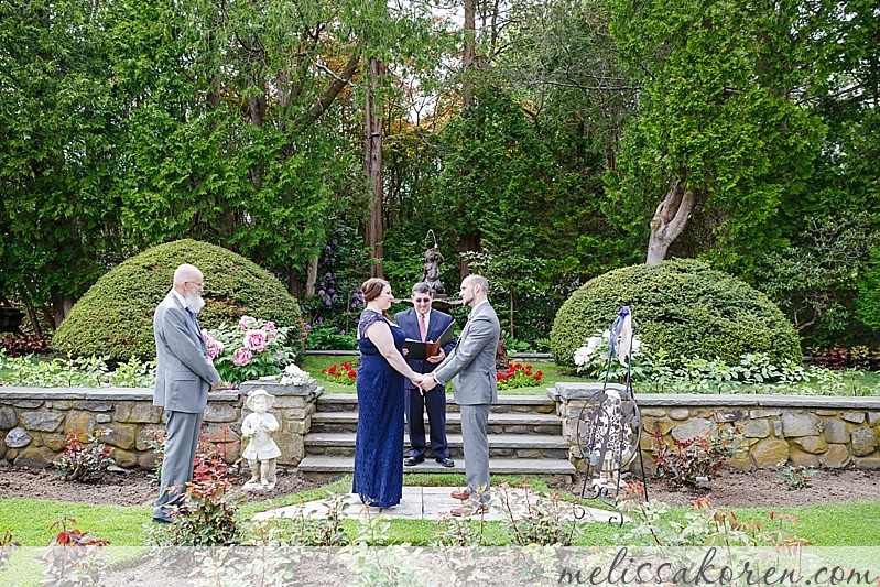 Intimate garden wedding ceremony in New Hampshire