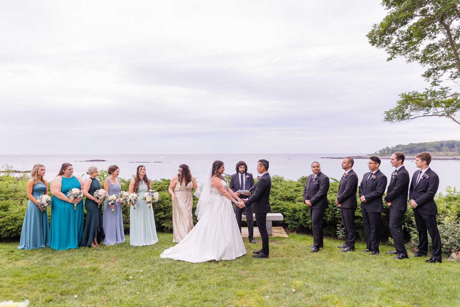 Intimate outdoor wedding ceremony at the York Harbor Inn