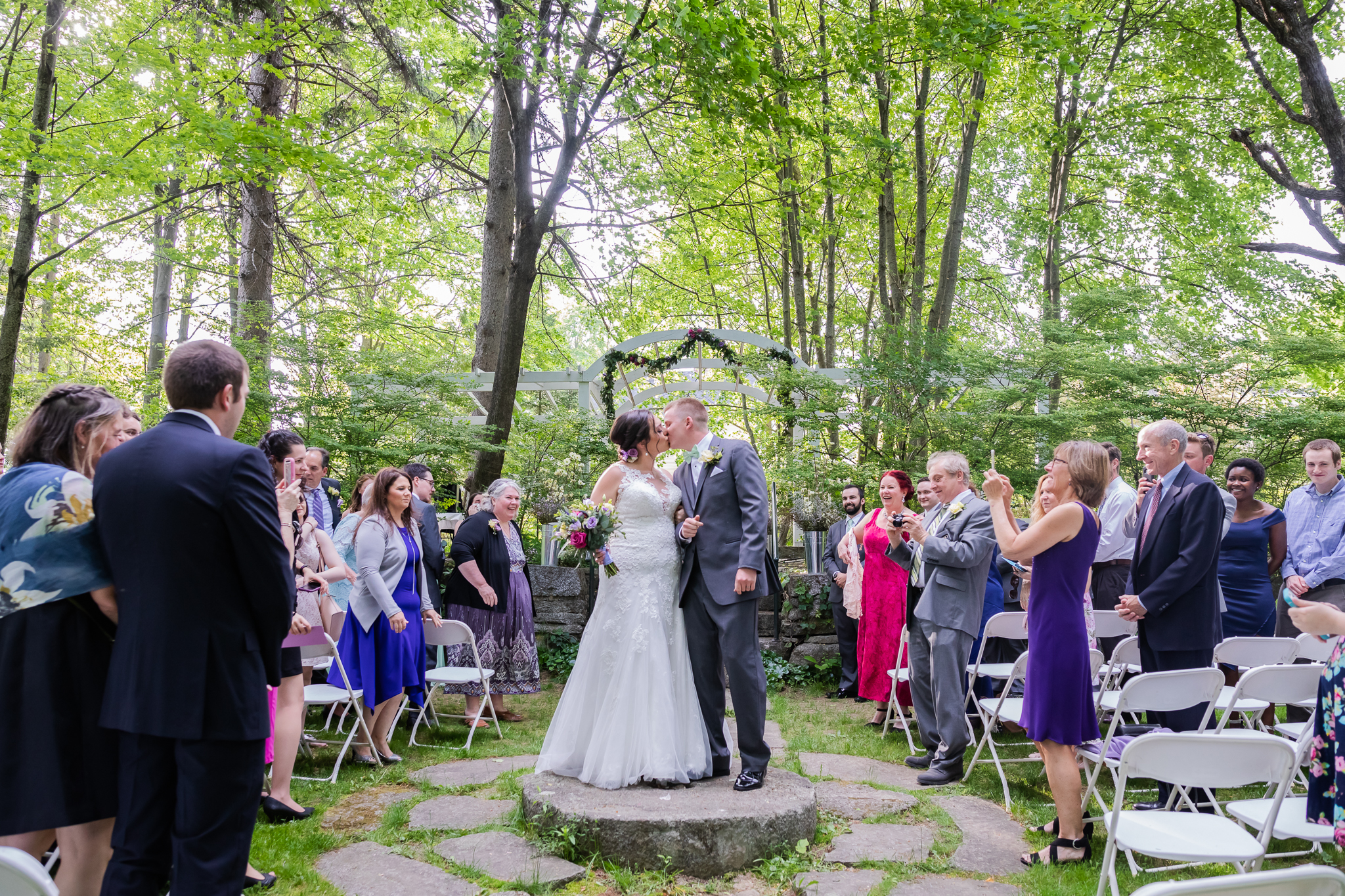 Small garden wedding ceremony at the Three Chimneys Inn, NH